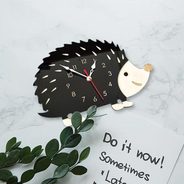 wall clocks home creative hedgehog cartoon animal clock living room bedroom decorative gift hanging
